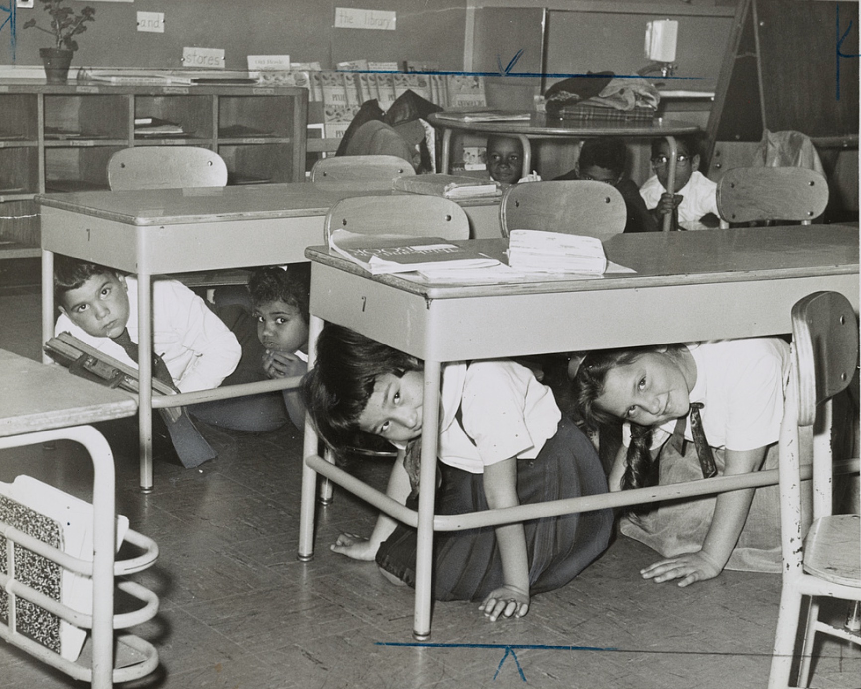 Duck and cover drill in a sсhool in Brooklyn 